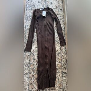 Zara Brown Long Sleeve Dress